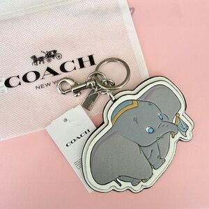 NWT COACH X DISNEY DUMBO LEATHER KEY FOB BAG CHARM